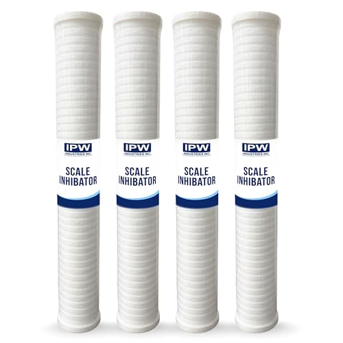 5-Micron Grooved Polypropylene Sediment Replacement Filter & Scale and Corrosion Inhibitor - Compatible with Tankless Water Heaters & Whole-House Water Filtration - 4 Pack (4 Count)