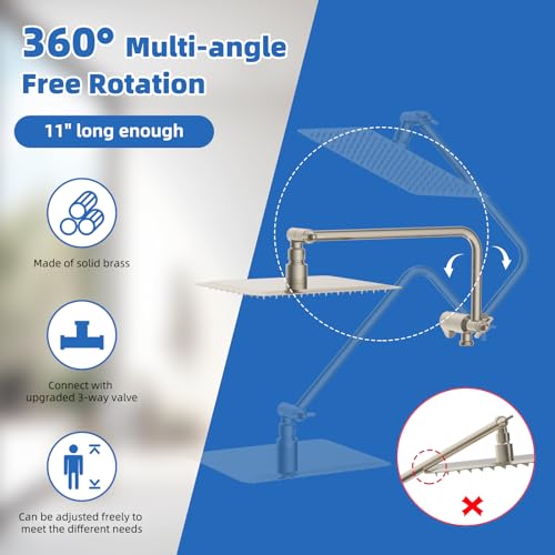 10" Metal Rainfall Shower Head with 10