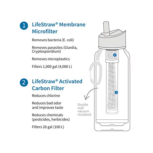 Go Stainless Steel Water Filter Bottle with 2