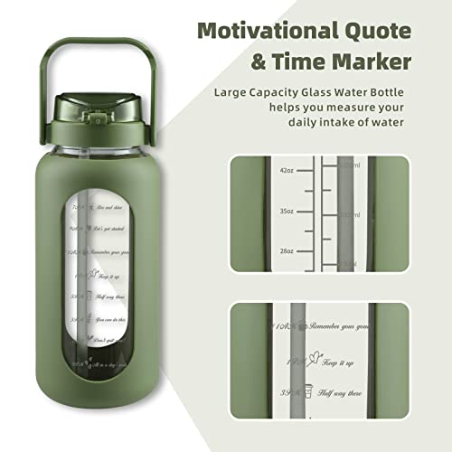 52 oz Glass Water Bottle with 2