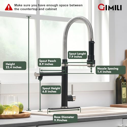 Kitchen Faucet with Pull Down Sprayer Brushed Nickel and Matte Black