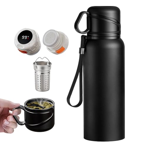 Double wall vacuum Leakproof stainless steel wide mouth insulated water bottle;tea tumbler with infuser