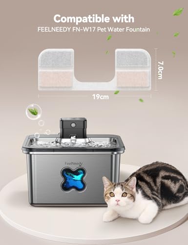 6 Pack Replacement Filters + 6 Pump Sponges for Cat Water Fountain [FN