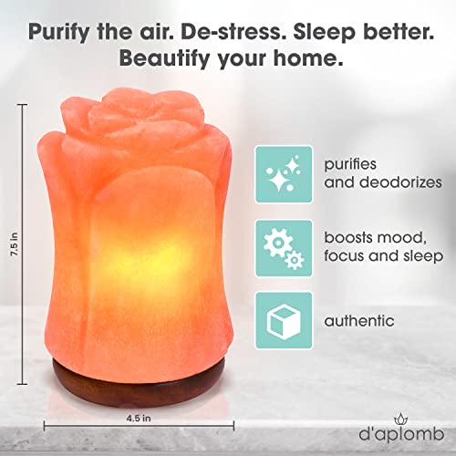 100% Authentic Natural Himalayan Salt Lamp;Hand Carved Flower Rose