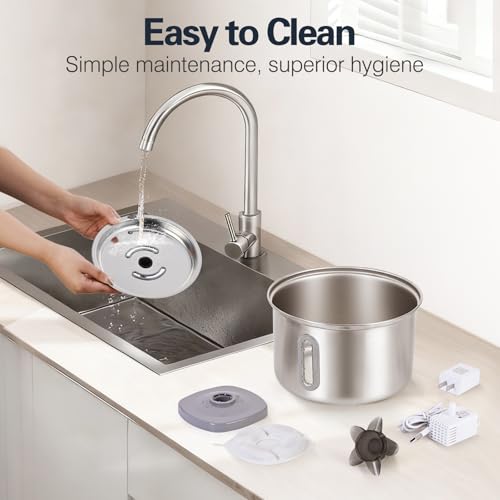 3L 101oz Stainless Steel Cat Water Fountain for Indoor Use