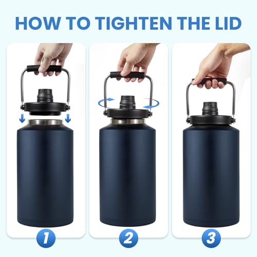 1 Gallon Water Bottle Insulated Stainless Steel Keeps Ice 48Hr