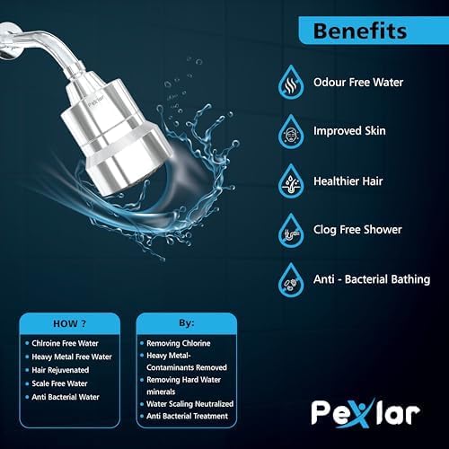 Multi Stage Shower Head Filter for Hard Water, Shower Water Filter for Removing Chlorine and Fluoride, Hard Water Shower Filter Improves on Skin, Hair and Nails, Polished Chrome - 3 Spray Mode - AquaVibe