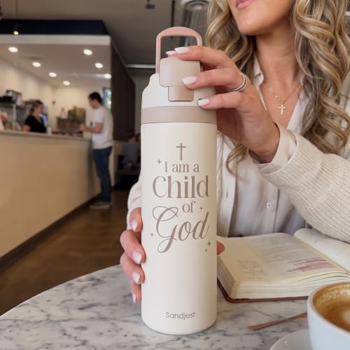 Christian Insulated Stainless Steel Water Bottle with Straw for Sports and Travel