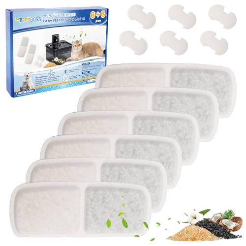 6+6PCS Cat Water Fountain Filter Compatible with FEELNEEDY FN (12 Count)