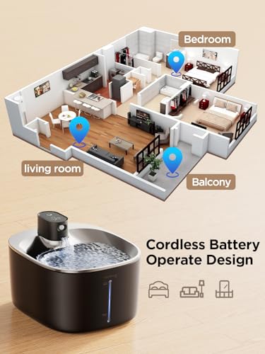 Wireless Cat Water Fountain Battery Operated