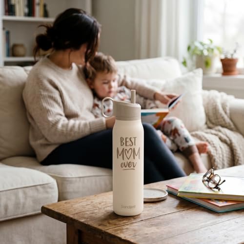 Best Mom Ever Water Bottle with Twist Lid Insulated Stainless Steel 20oz