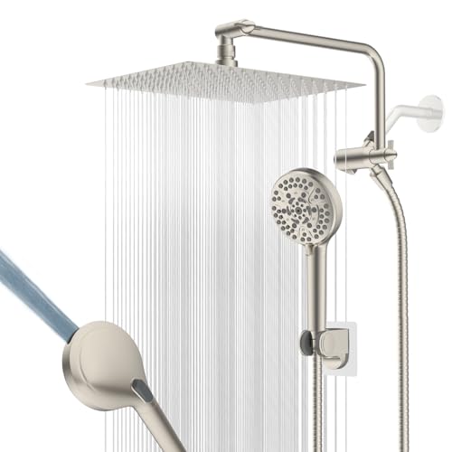 12" Metal Rainfall Shower Head with 10