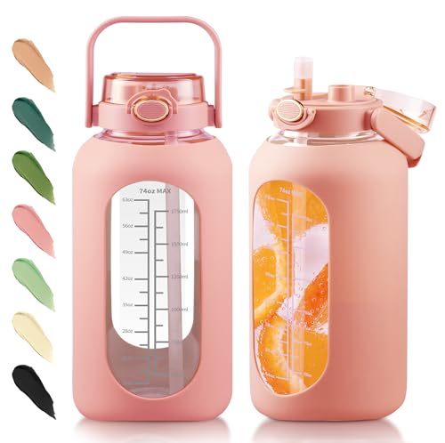 74oz Glass Water Bottle with 2