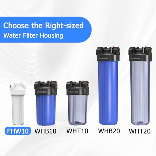 FHW10 Whole House Water Filter Housing Fit 10"x2.5" Sediment etc Filters