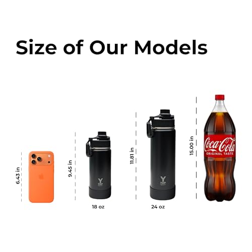 Y TOP 18 oz Insulated Water Bottle Leak Proof Spout Lid Fits in Car Cup Holder