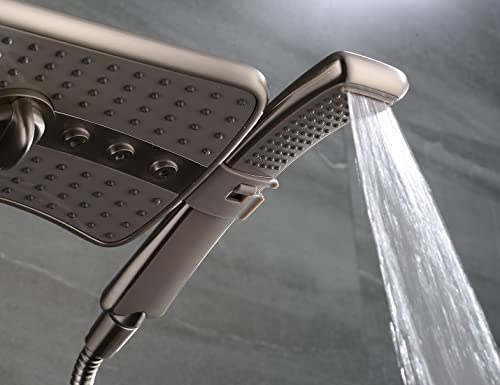 High Pressure Shower Head Combo with Two Spray Setting Fixed Shower Head and Two Spray Settings Handheld Shower Head with Grey Face