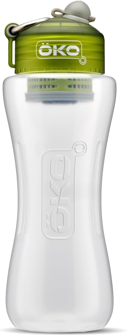 ÖKO H2O Filtration Water Bottle with Advanced Electro-Adsorption Filter, Portable Water Filter Bottle for Travel, Hiking & On The Go, BPA-Free Reusable Bottle, Long Lasting 100 Gallon Filter, 33.8 Oz
