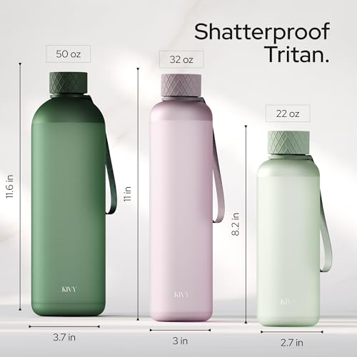 Slim Water Bottle 22oz [Lightweight & Shatterproof] Leak Proof Bottle for Women & Men