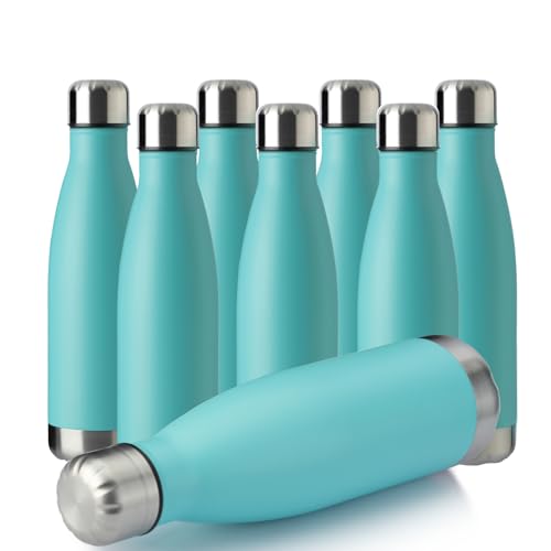 17oz Sport Water Bottle 8 Pack Vacuum Insulated Stainless Steel Leak (8 Count)