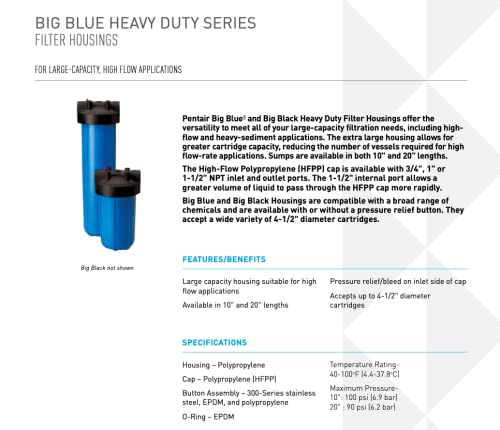 Pentair Pentek 150470 Big Blue 10" x 4.5" Filter Housing