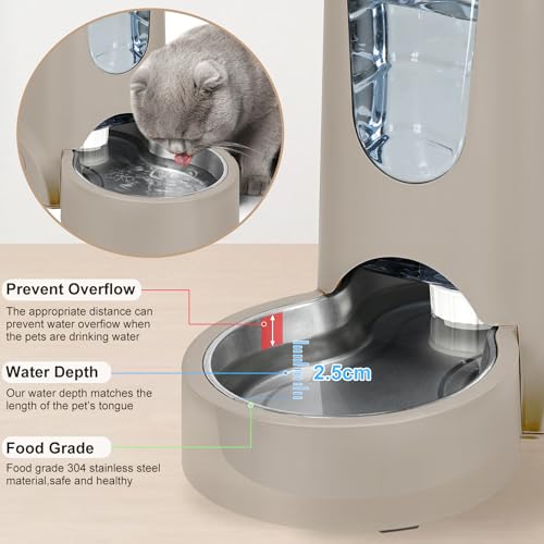 2 Pack Automatic Cat Feeder and Stainless Steel Water Dispenser