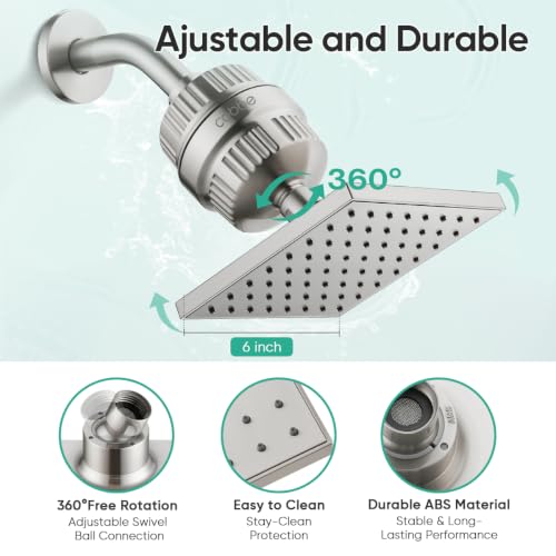 High Pressure Filtered Shower Head with Filters for Hard Water Combo