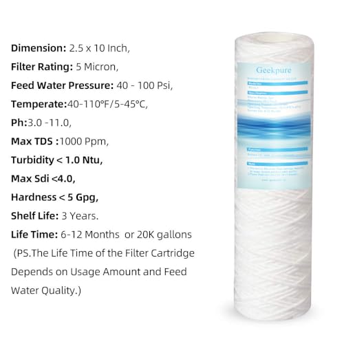 PP String Wound Sediment Filter 2.5" x 10" (5 Count)