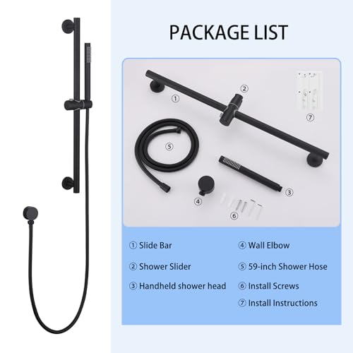 Shower Slide Bar Handheld Shower Head with Hose