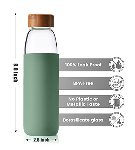 25 Oz Borosilicate Glass Water Bottles with Bamboo Lid