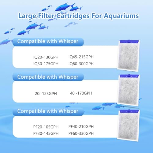 6 Pack Aquarium Filter Cartridge Compatible Whisper Power Filters (6 Count)