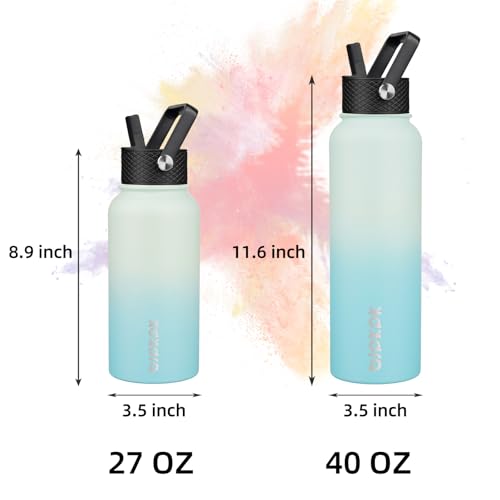 40oz Insulated Water Bottle with Straw Lid