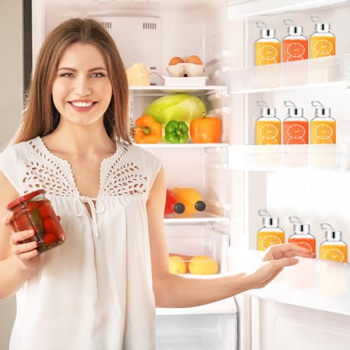20 Pcs Reusable Clear Water Bottles Bulk with Stainless Steel Leak Proof Lids Sports Bottles with Nylon Camying Strap for Party Gift Water Milk Smoothie Juice Beverage