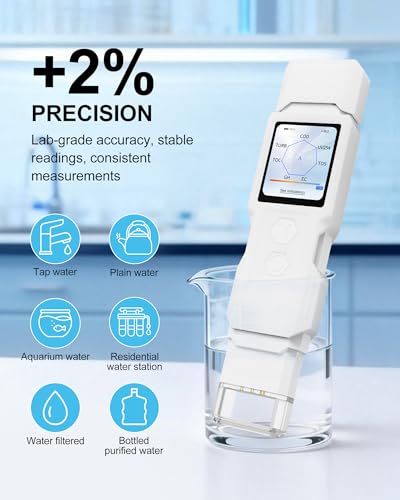9-in-1 Smart Water Tester with APP Monitoring, Digital Water Test Kit for Turbidity, TDS, EC, Temp, Salt, GH, TOC, COD & UV275, Professional Water Tester for Drinking Water, Well, Tap & Outdoor