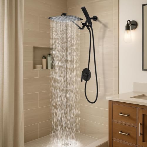 All Metal 12" Rain Shower Head with Handheld for Bathroom Upgrade