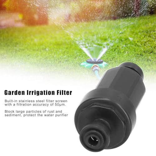 1 4in Irrigation Filter with Stainless Steel Strainer Quick Connect Filtration System for Courtyards Gardens Black 3.9x1.6in