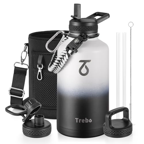 64 oz Water Bottle Stainless Steel with 3 Lids