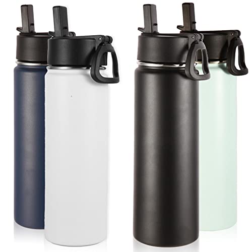 Insulated Water Bottles with Straw Bulk 4 Pack (4 Count)