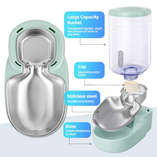 Automatic Cat Feeder and Water Dispenser with Stainless Steel Bowl Gravity Food Feeder and Waterer Set for Small Medium Dog Puppy Kitten 1 Gallon x 2