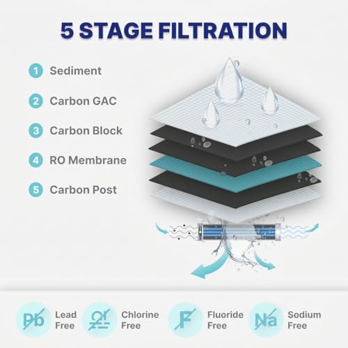 5 Stage Under Sink Reverse Osmosis Water Filter System