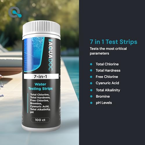 AquaDoc 7-in-1 Pool, Spa & Hot Tub Test Strips - 100 pH Strips (100 Strips)