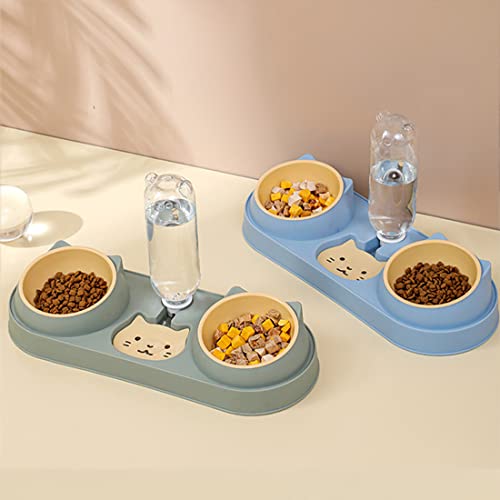 Triple Cat Food Bowls with Water Dispenser