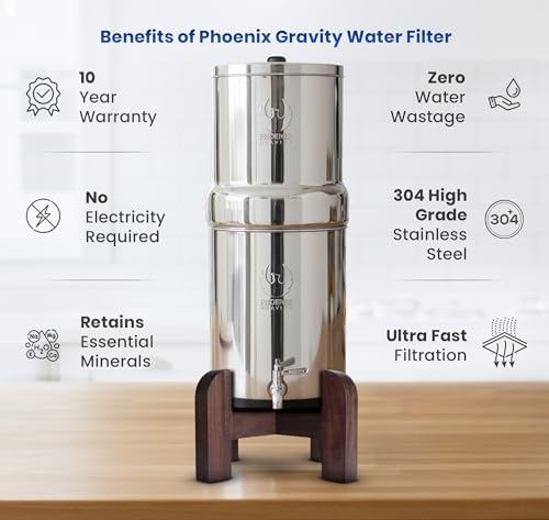 2.25G Water Filter System with Teak Stand & Fluoride Filter