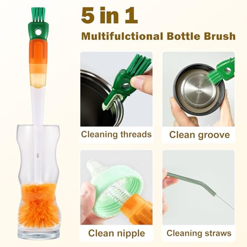 5Pcs Water Bottle Cleaner Brush Set 5 in 1 Cup Straw Cleaning Brush (5 Count)