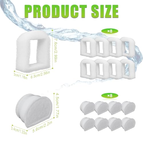 Cat Water Fountain Filters 16 Pack Compatible with PetSafe Drinkwell (16 Count)