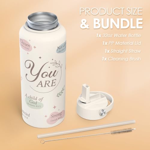 Christian Water Bottle 32oz Stainless Steel Insulated with Lid