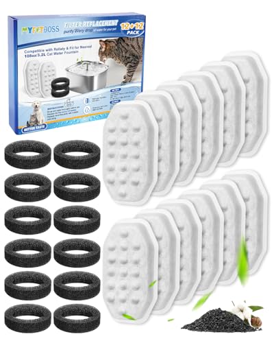 24 Pack Stainless Steel Cat Fountain Filters Compatible with Rellaty & Fit for Neareal Cat Fountain 108oz (24 Count)