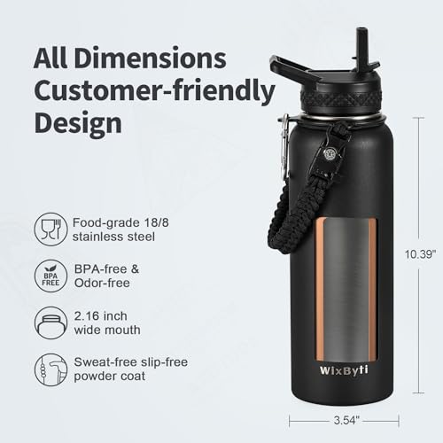 40 oz Insulated Water Bottle with Straw