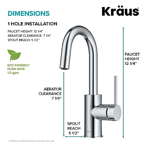 Oletto Single Handle Kitchen Bar Faucet in Chrome Finish