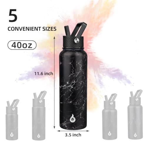 40oz Insulated Water Bottle with Straw Lid