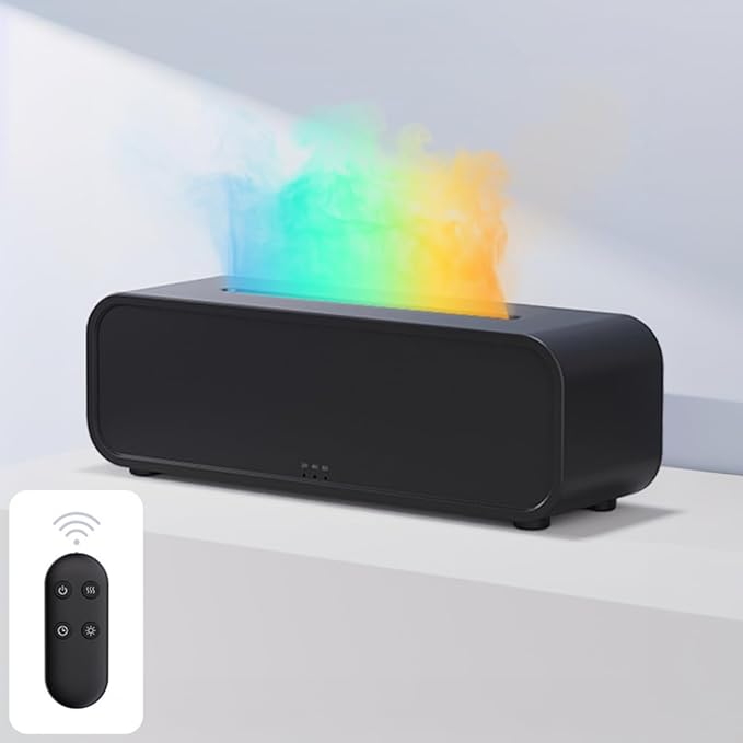 Dream Color Flame Diffuser Humidifier, Music Sync Ultra-Quiet Aroma Essential Oil Diffuser, 250ml Aromatherapy Mist Humidifier with Auto-Off, Timeable for Bedroom, Home, Office(Black)